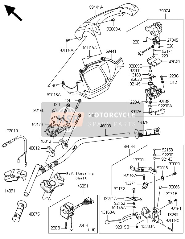 Kawasaki BRUTE FORCE 750 4X4i EPS(HEF) 2014 Manillar para un 2014 Kawasaki BRUTE FORCE 750 4X4i EPS(HEF)