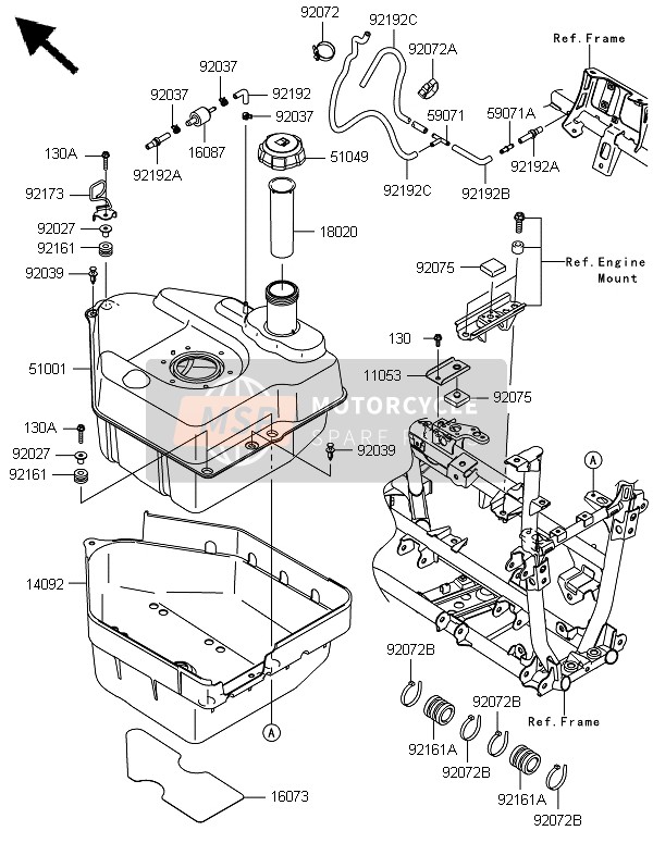 Kawasaki BRUTE FORCE 750 4X4i EPS(HEF) 2014 Serbatoio di carburante per un 2014 Kawasaki BRUTE FORCE 750 4X4i EPS(HEF)