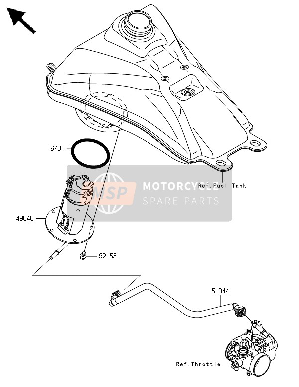 Kawasaki KFX450R 2014 Benzine pomp voor een 2014 Kawasaki KFX450R