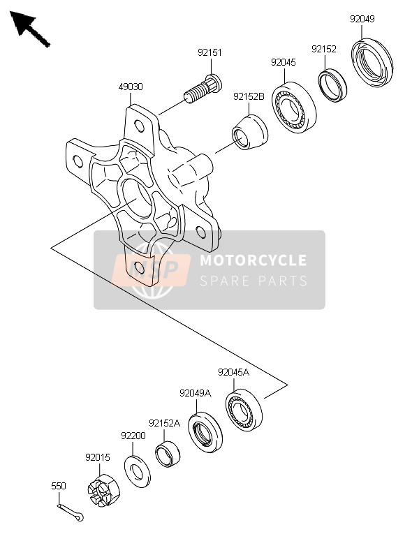 Kawasaki KFX450R 2014 Buje delantero para un 2014 Kawasaki KFX450R