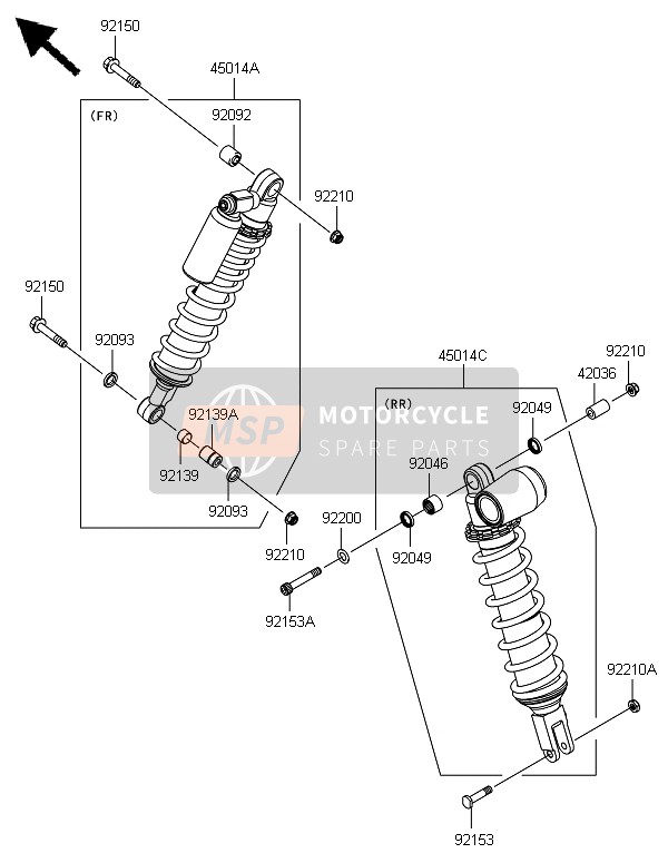 45014018517W, Shockabsorber,Rr,M.P.Blue, Kawasaki, 0