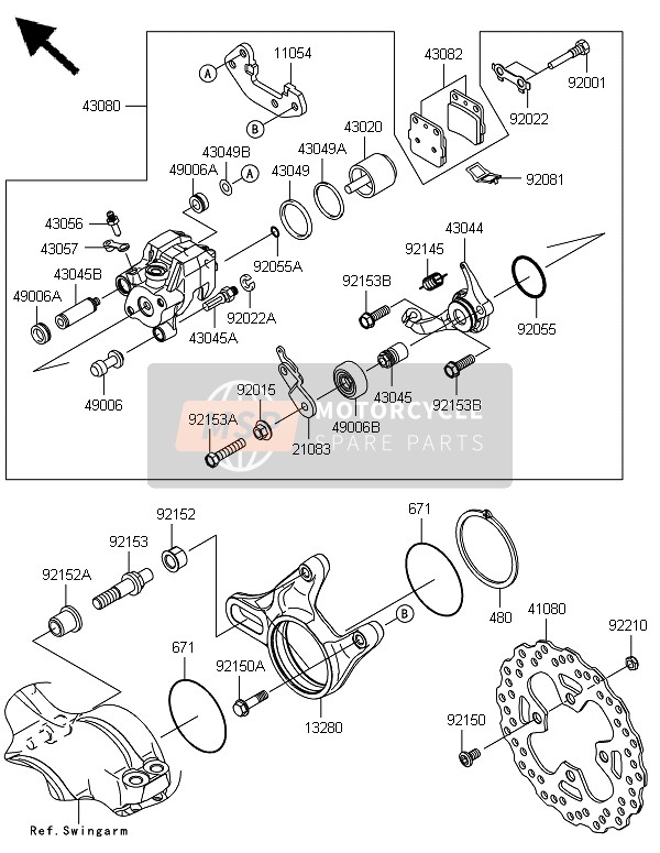 Kawasaki KFX450R 2014 Rear Brake for a 2014 Kawasaki KFX450R