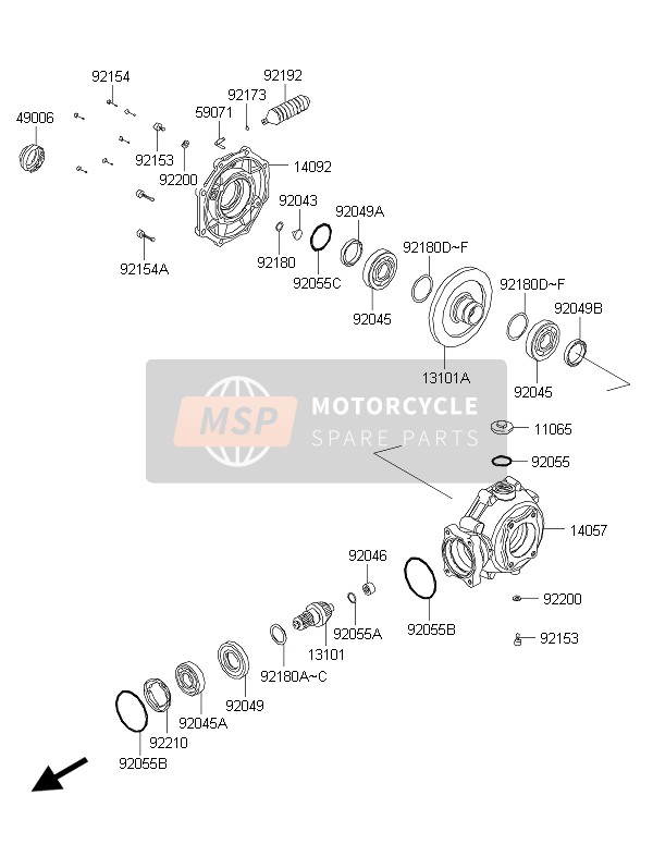 Kawasaki BRUTE FORCE 300 2015 Drive Shaft & Final Gear for a 2015 Kawasaki BRUTE FORCE 300