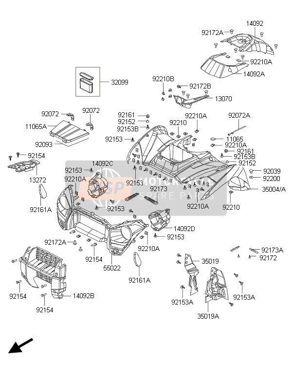 Kawasaki BRUTE FORCE 300 2015 Parafango anteriore(S) per un 2015 Kawasaki BRUTE FORCE 300