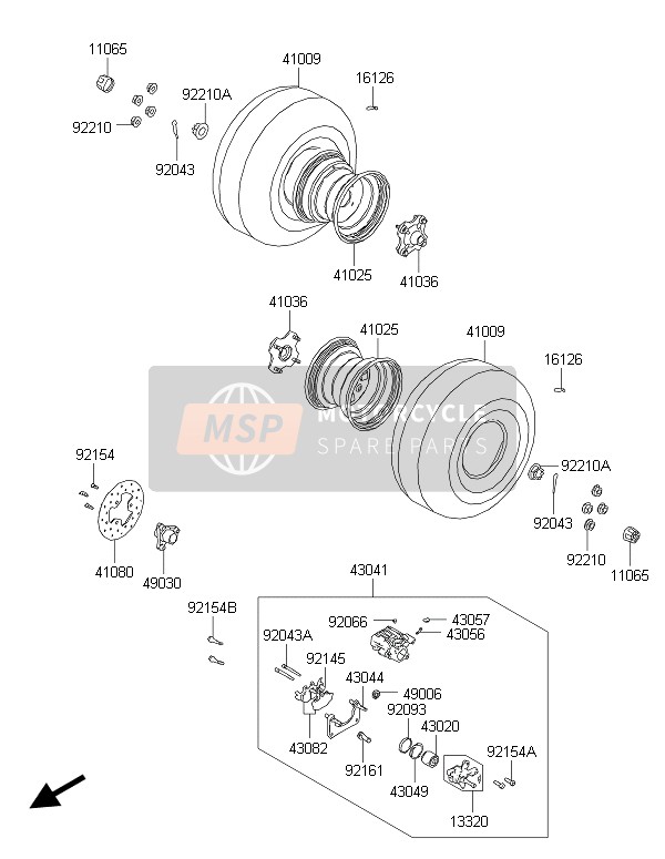 Kawasaki BRUTE FORCE 300 2015 Rear Hub for a 2015 Kawasaki BRUTE FORCE 300