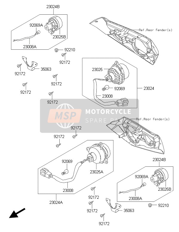 Kawasaki BRUTE FORCE 300 2015 Tail Light(S) for a 2015 Kawasaki BRUTE FORCE 300