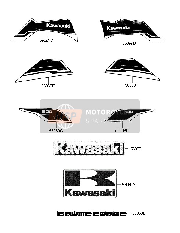 56069Y090, Sticker,Zij Cover, Lh, Kawasaki, 0