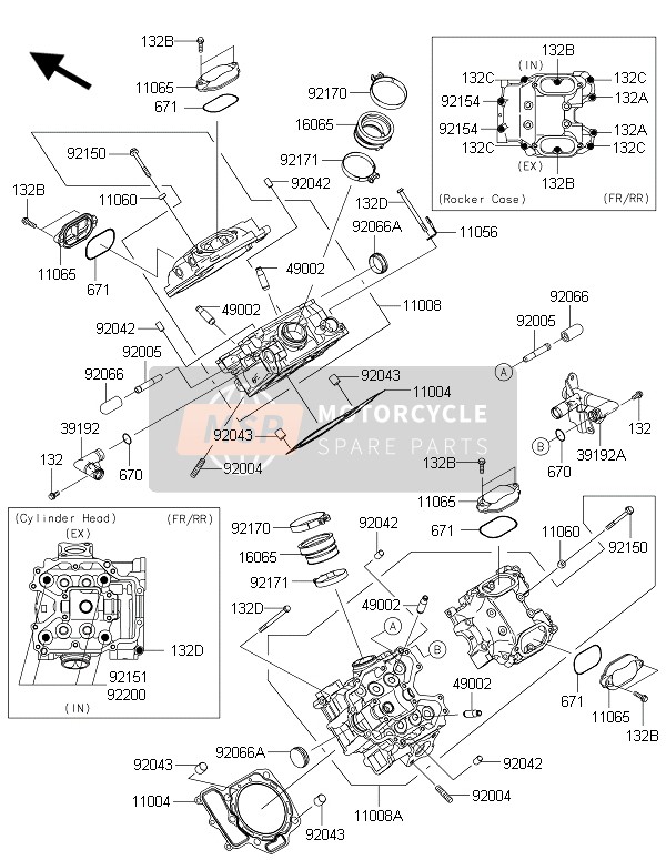 Kawasaki BRUTE FORCE 750 4X4i EPS (HFF) 2015 Cilinderkop voor een 2015 Kawasaki BRUTE FORCE 750 4X4i EPS (HFF)