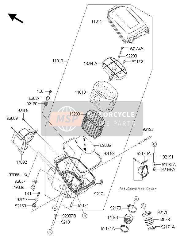 Kawasaki BRUTE FORCE 750 4X4i EPS (GFF) 2015 Air Cleaner for a 2015 Kawasaki BRUTE FORCE 750 4X4i EPS (GFF)