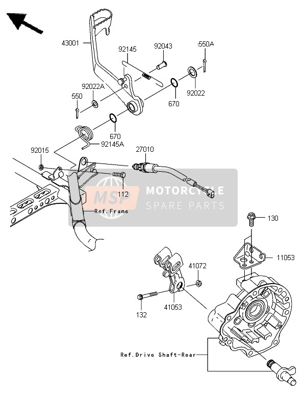 Kawasaki KVF750 4X4 2005 Brake Pedal for a 2005 Kawasaki KVF750 4X4