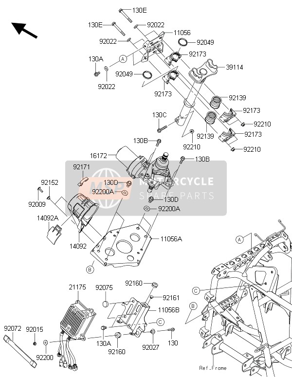 Kawasaki BRUTE FORCE 750 4X4i EPS (GFF) 2015 Steering Shaft for a 2015 Kawasaki BRUTE FORCE 750 4X4i EPS (GFF)