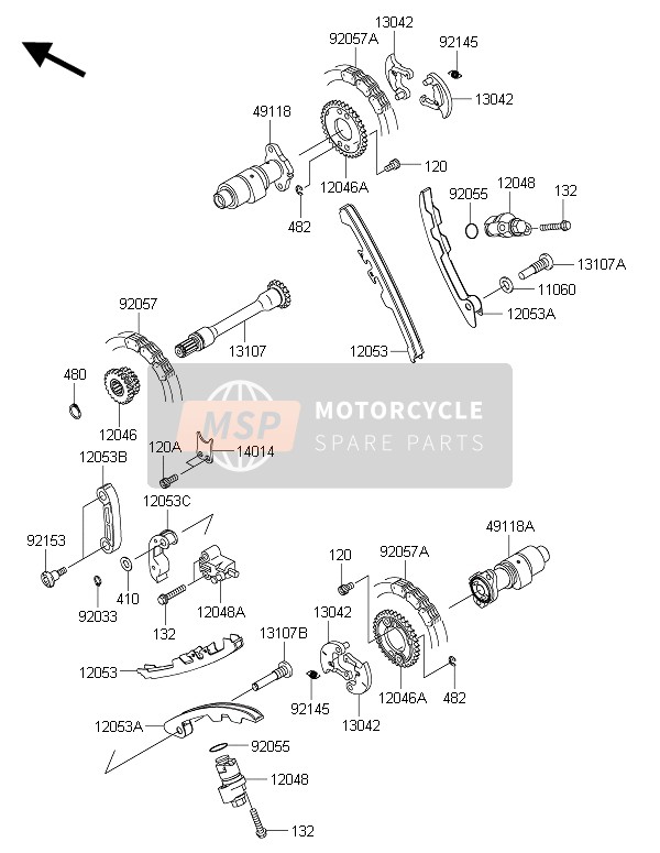 Kawasaki BRUTE FORCE 750 4x4i EPS 2016 Nokkenas(S) & Spanner voor een 2016 Kawasaki BRUTE FORCE 750 4x4i EPS