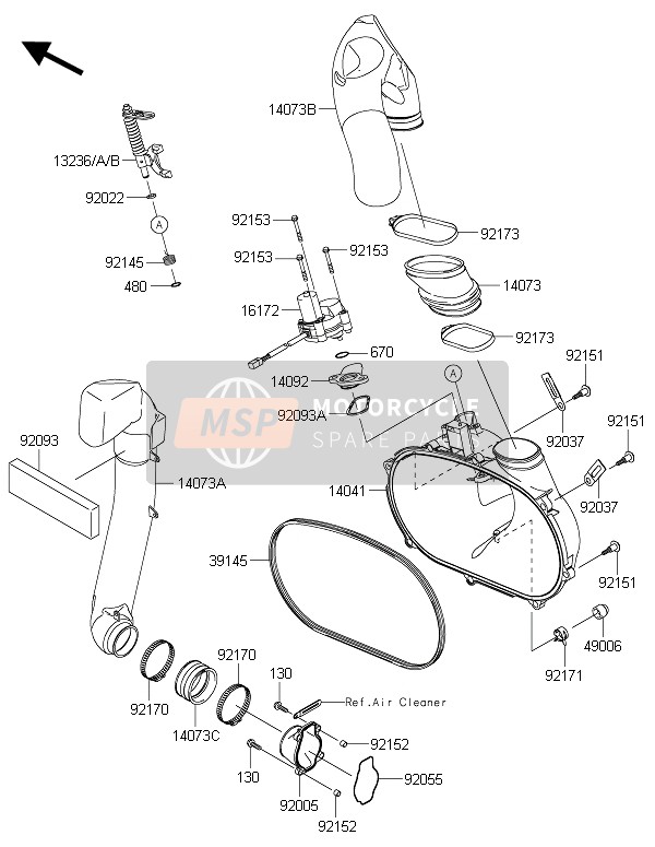 Kawasaki BRUTE FORCE 750 4x4i EPS 2016 Copertura del convertitore per un 2016 Kawasaki BRUTE FORCE 750 4x4i EPS