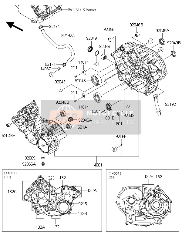 Kawasaki BRUTE FORCE 750 4x4i EPS 2016 Crankcase for a 2016 Kawasaki BRUTE FORCE 750 4x4i EPS