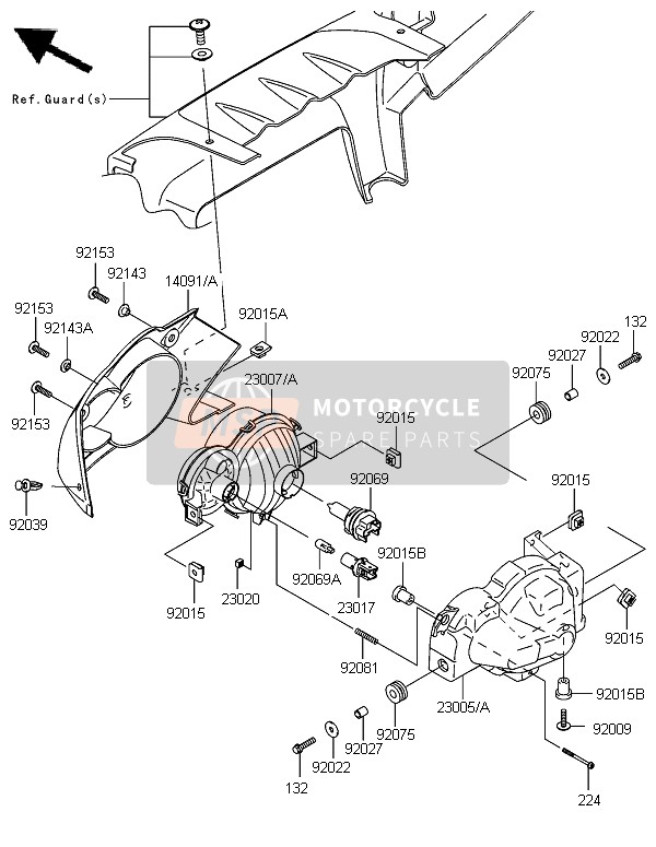 Kawasaki KVF750 4X4 2005 Headlight for a 2005 Kawasaki KVF750 4X4