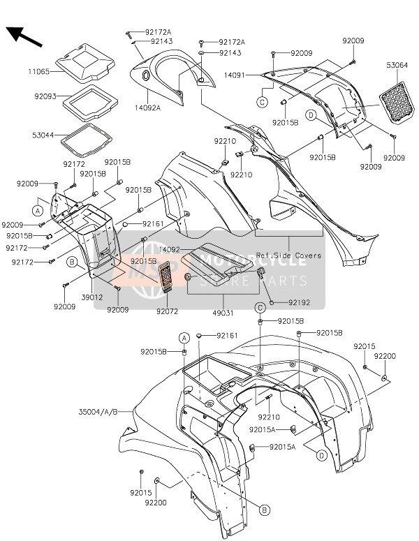 3500401536L, Voorspatbord, Kawasaki, 1