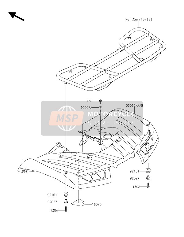 3502301976L, FENDER-REAR, F.Red, Kawasaki, 0