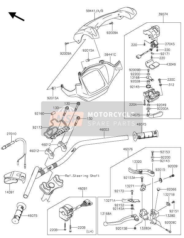 5944100056L, COVER-HANDLE, Fr, F.Red, Kawasaki, 0