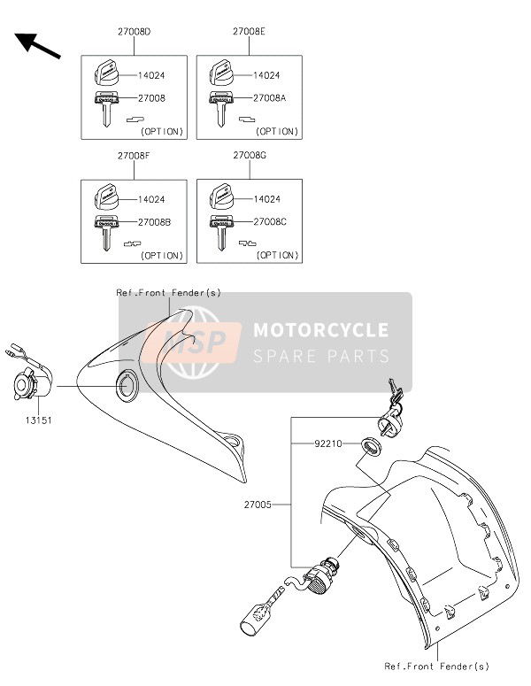 Kawasaki BRUTE FORCE 750 4x4i EPS 2017 Ignition Switch for a 2017 Kawasaki BRUTE FORCE 750 4x4i EPS