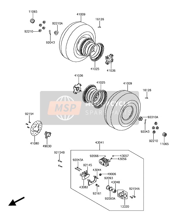 Kawasaki BRUTE FORCE 300 2018 Rear Hub for a 2018 Kawasaki BRUTE FORCE 300