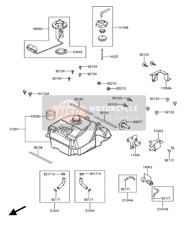 Kawasaki BRUTE FORCE 300 2018 Benzinetank voor een 2018 Kawasaki BRUTE FORCE 300