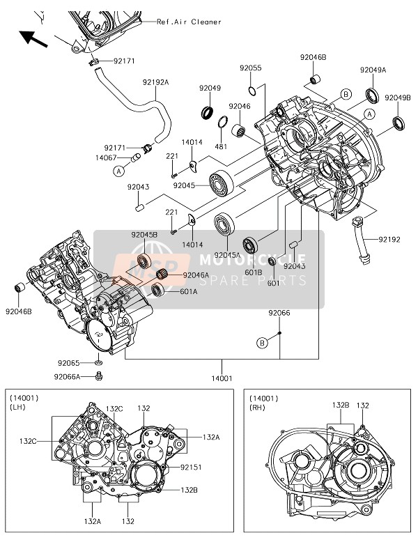 Kawasaki BRUTE FORCE 750 4x4i EPS 2019 Crankcase for a 2019 Kawasaki BRUTE FORCE 750 4x4i EPS