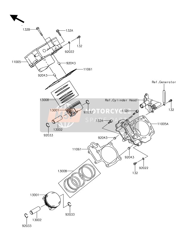 Kawasaki BRUTE FORCE 750 4x4i EPS 2020 Cilinder & Zuiger(S) voor een 2020 Kawasaki BRUTE FORCE 750 4x4i EPS