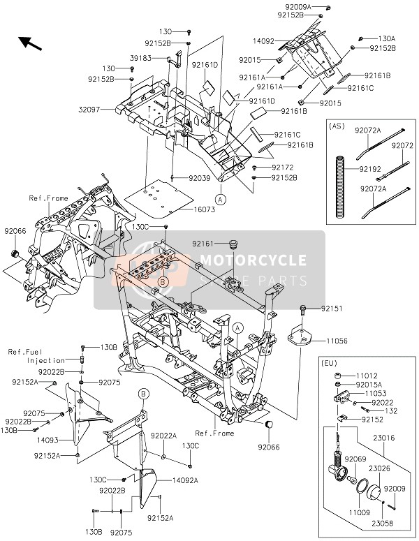 Kawasaki BRUTE FORCE 750 4x4i EPS 2021 Frame Montagestukken voor een 2021 Kawasaki BRUTE FORCE 750 4x4i EPS