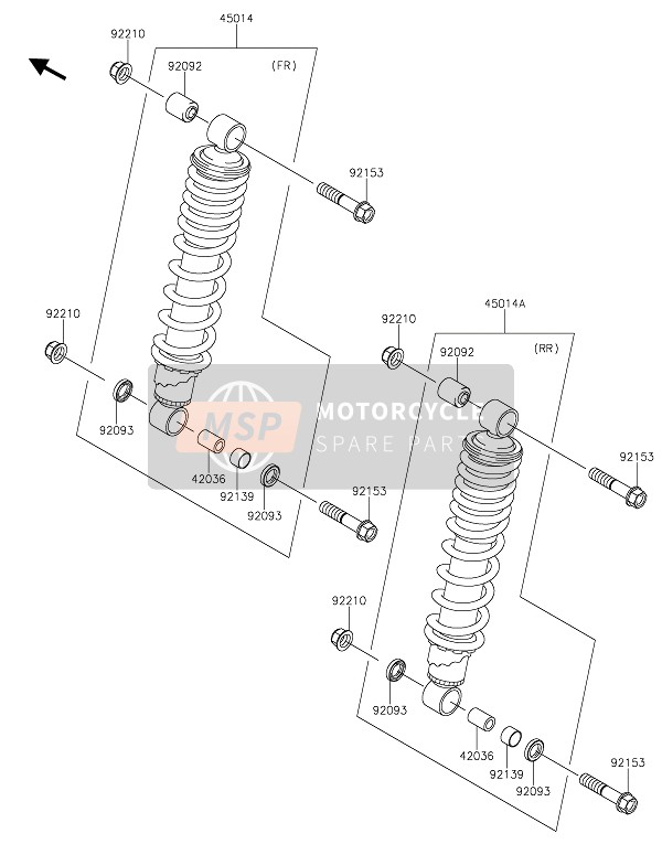 Kawasaki BRUTE FORCE 750 4x4i EPS 2021 Ammortizzatore(S) per un 2021 Kawasaki BRUTE FORCE 750 4x4i EPS