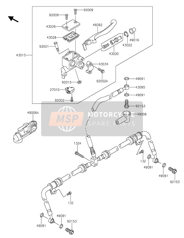 Kawasaki BRUTE FORCE 750 4x4i EPS 2021 Hoofdremcilinder voor voor een 2021 Kawasaki BRUTE FORCE 750 4x4i EPS