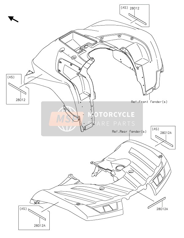 Kawasaki BRUTE FORCE 750 4x4i EPS 2021 Réflecteurs pour un 2021 Kawasaki BRUTE FORCE 750 4x4i EPS