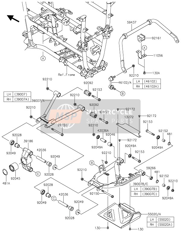 Kawasaki BRUTE FORCE 750 4x4i EPS 2022 Sospensione posteriore per un 2022 Kawasaki BRUTE FORCE 750 4x4i EPS