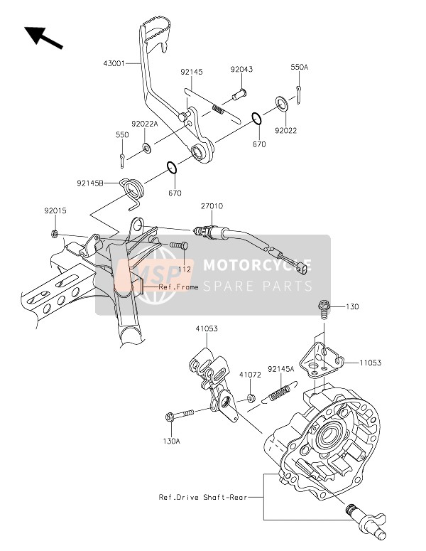 Kawasaki BRUTE FORCE 750 4x4i EPS 2022 BRAKE PEDAL for a 2022 Kawasaki BRUTE FORCE 750 4x4i EPS