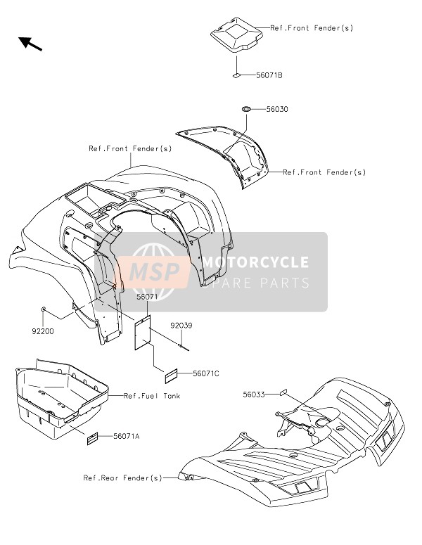 Kawasaki BRUTE FORCE 750 4x4i EPS 2021 Etiketten (Tarnfleck) für ein 2021 Kawasaki BRUTE FORCE 750 4x4i EPS