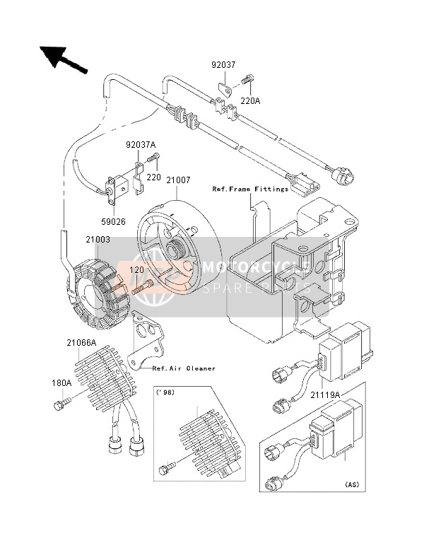 Kawasaki KLF300 4x4 2000 Générateur pour un 2000 Kawasaki KLF300 4x4