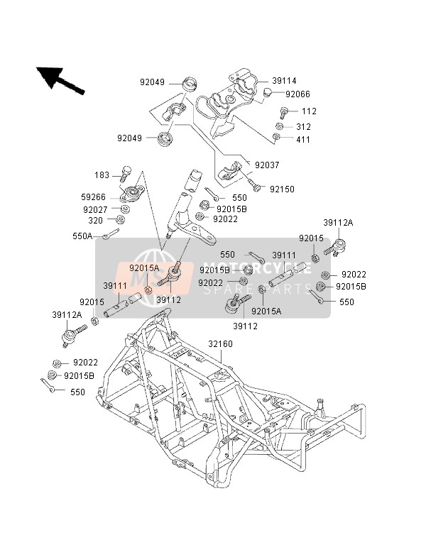 Kawasaki KLF300 4x4 2000 Frame for a 2000 Kawasaki KLF300 4x4