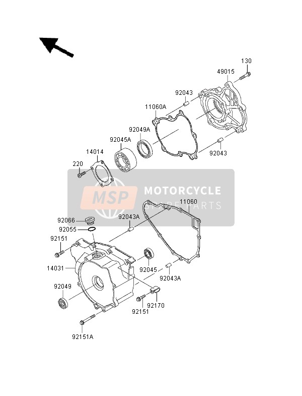 Kawasaki KVF300 4x4 2000 Cubierta del motor para un 2000 Kawasaki KVF300 4x4