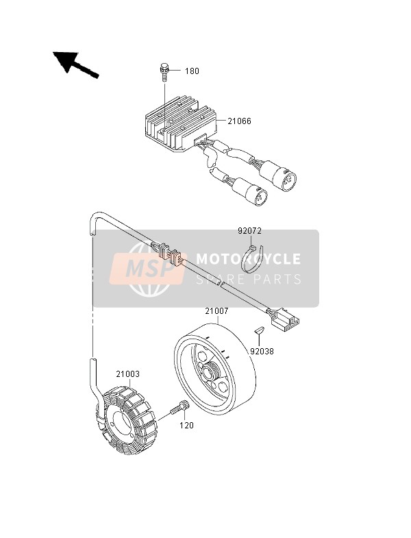 Kawasaki KVF300 4x4 2000 Generator voor een 2000 Kawasaki KVF300 4x4