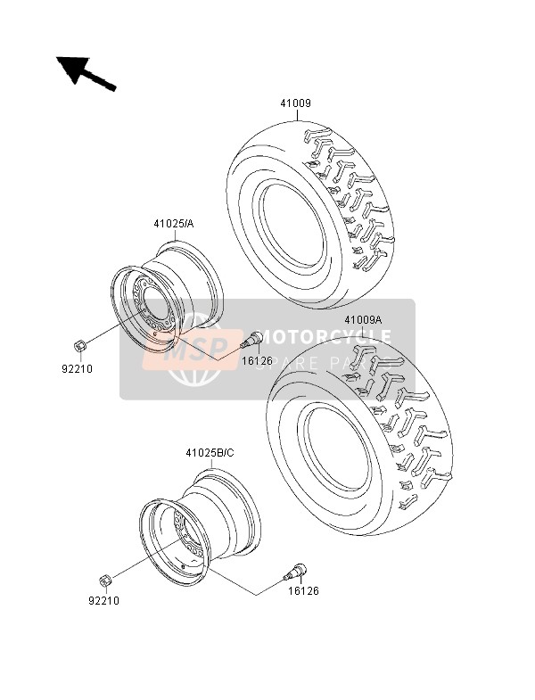 Kawasaki KVF300 4x4 2000 Tyres for a 2000 Kawasaki KVF300 4x4