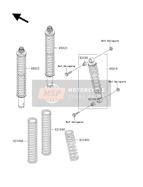 Kawasaki KVF300 4x4 2000 Shock Absorber for a 2000 Kawasaki KVF300 4x4