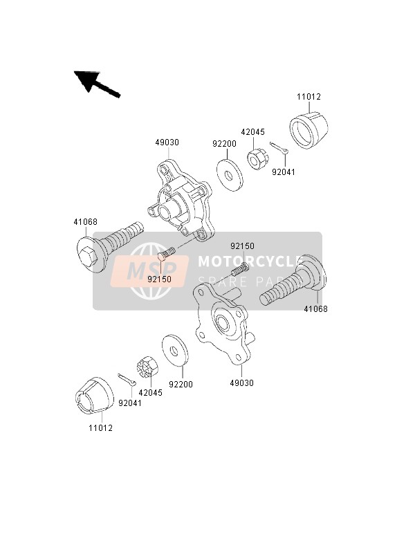 Kawasaki KVF400 2000 Buje delantero para un 2000 Kawasaki KVF400