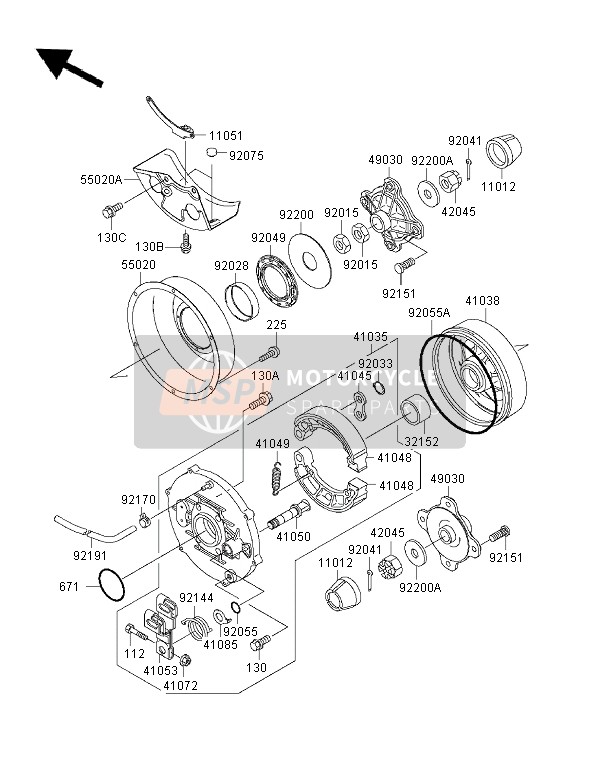 Kawasaki KVF400 4x4 2000 Mozzo posteriore per un 2000 Kawasaki KVF400 4x4