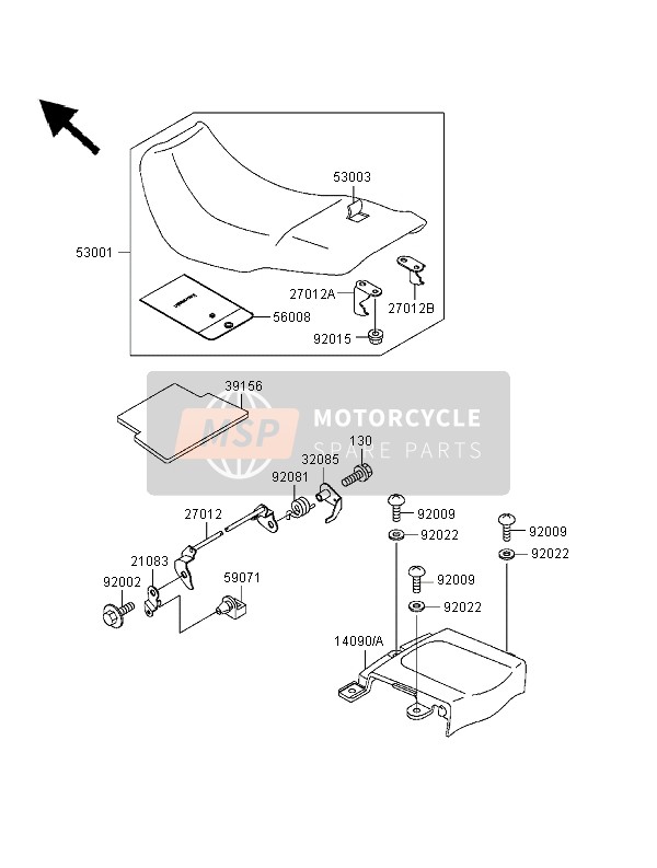 Kawasaki GPZ500S 2000 Seat for a 2000 Kawasaki GPZ500S