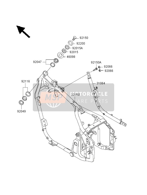 310641221, PIPE-COMP,Downtube,Rh, Kawasaki, 0