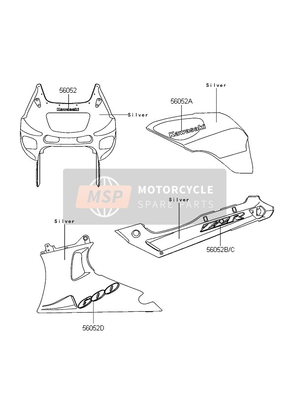 560521890, Mark, Lwr Cowling, 600, Kawasaki, 0