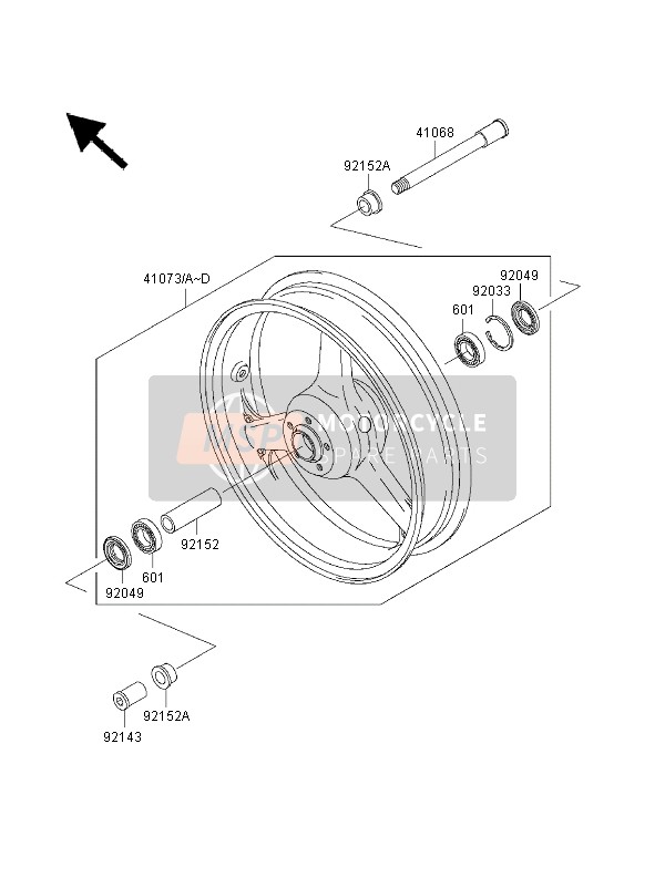 921431478, Collar,Fr Axle,Lh,L=44.5, Kawasaki, 0