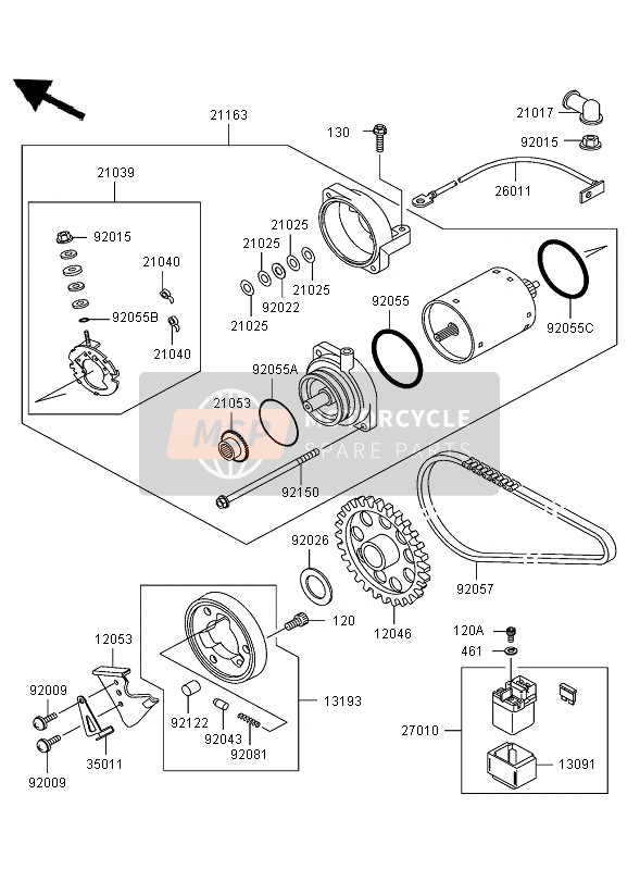 Kawasaki ER-5 2005 Starter Motor for a 2005 Kawasaki ER-5