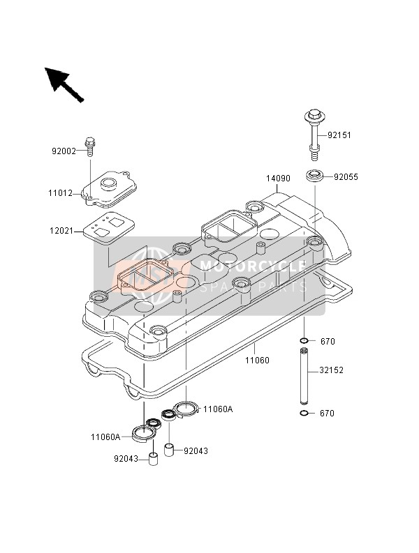 Kawasaki NINJA ZX-9R 2000 Cylinder Head Cover for a 2000 Kawasaki NINJA ZX-9R