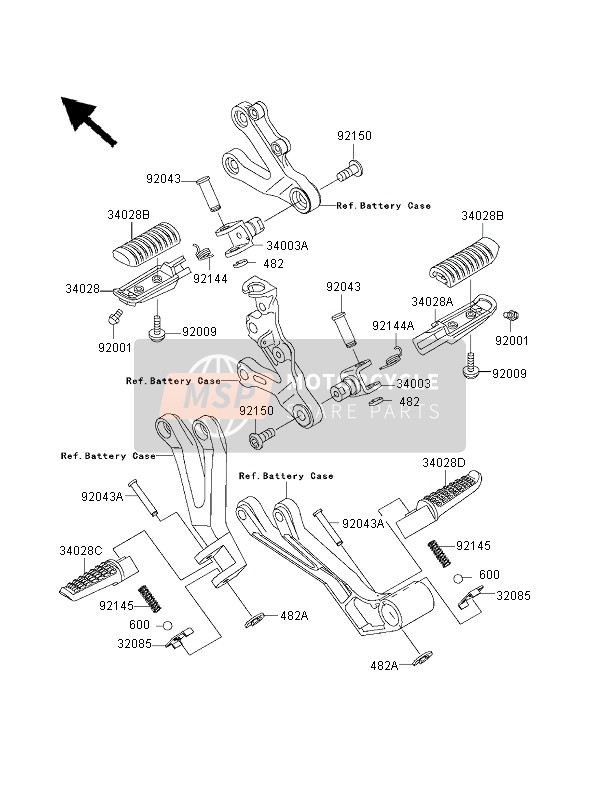 Kawasaki NINJA ZX-9R 2000 Repose-Pieds pour un 2000 Kawasaki NINJA ZX-9R