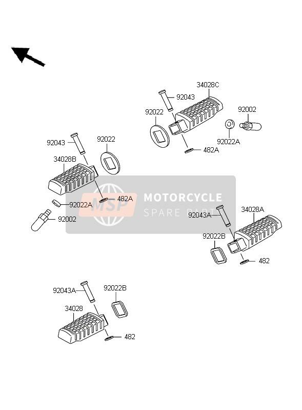 Kawasaki ER-5 2005 Footrests for a 2005 Kawasaki ER-5